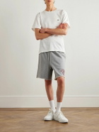 CELINE - Straight-Leg Logo-Flocked Cotton-Jersey Drawstring Shorts - Gray