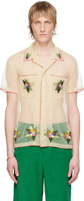 Photo: Bode Off-White Embroidered Suncherry Shirt