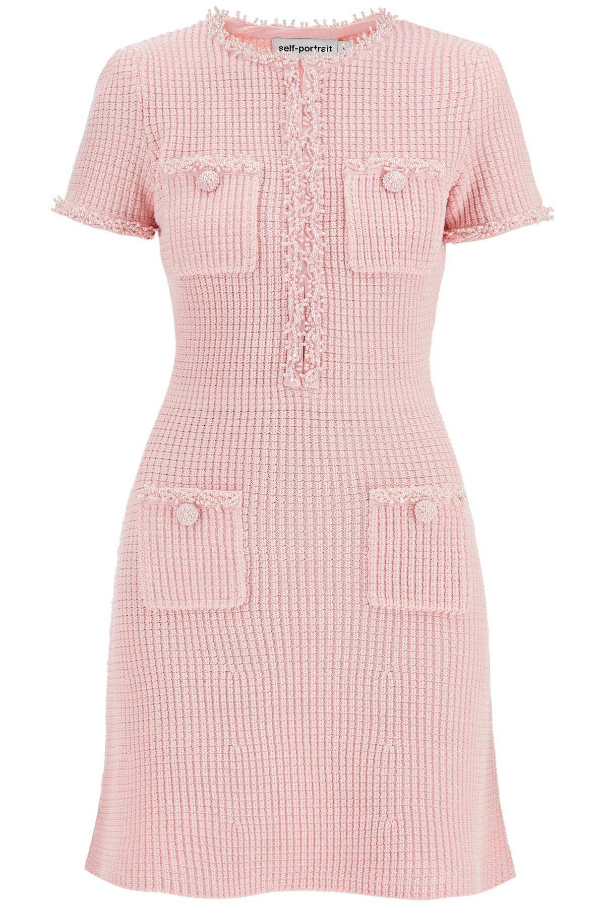 SELF PORTRAIT mini knitted dress in seven Pink Self-Portrait
