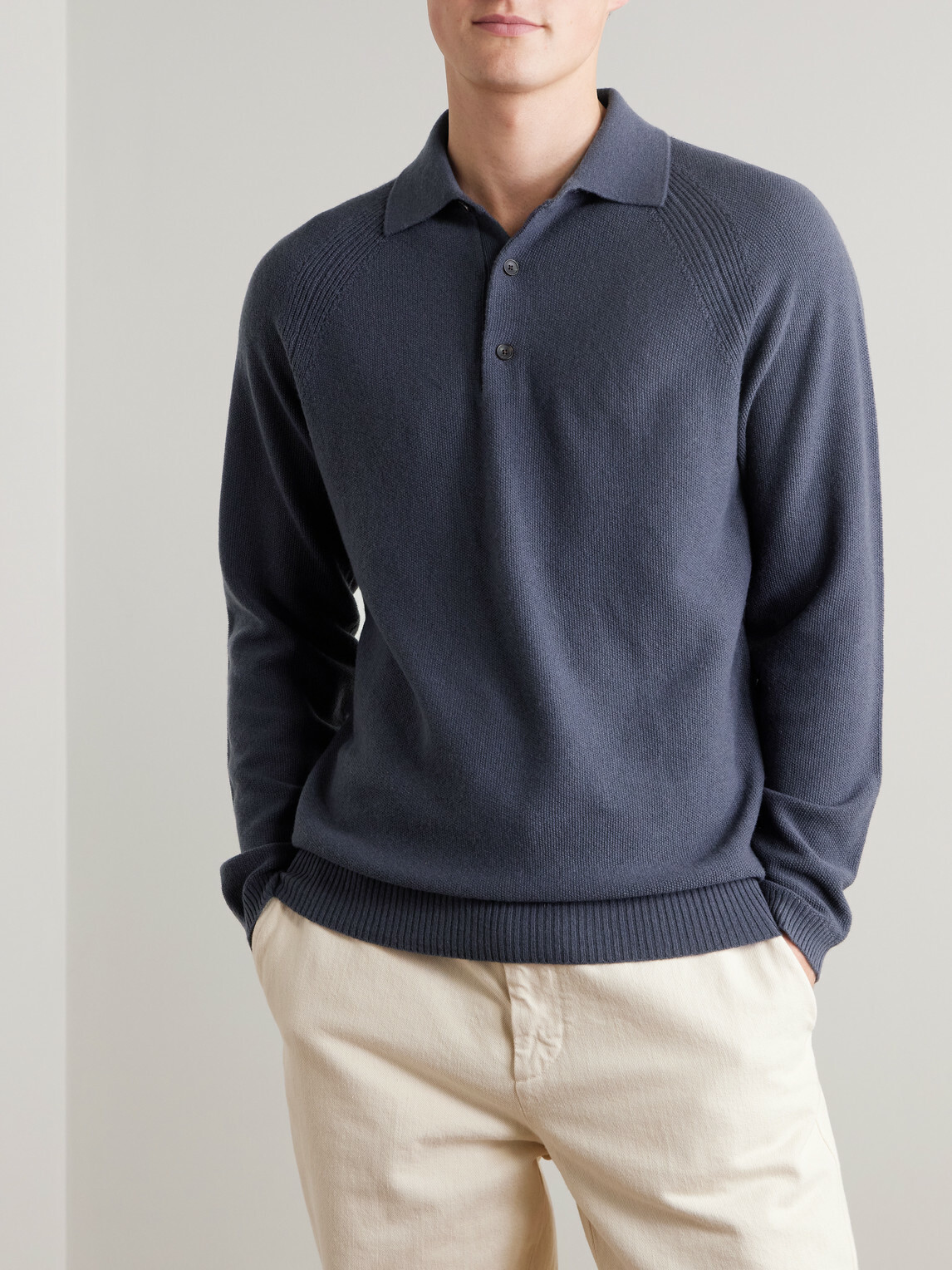 Mr P. - Wool and Cashmere-Blend Polo Shirt - Gray