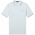 Fred Perry Men's Twin Tipped Polo Shirt in Light Ice/Warm Grey