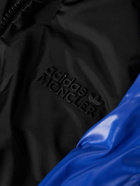 Moncler Genius - adidas Originals Balzers Logo-Appliquéd Striped Panelled Shell Hooded Down Jacket - Blue