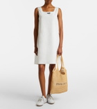 Miu Miu Ivy raffia-effect and linen shopper