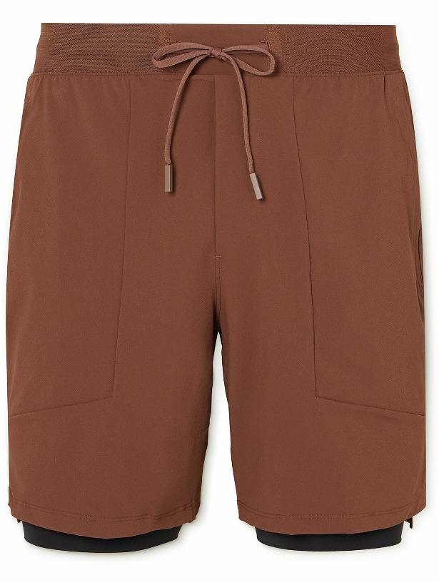 Photo: Lululemon - License to Train Straight-Leg Stretch Recycled-Shell Drawstring Shorts - Brown