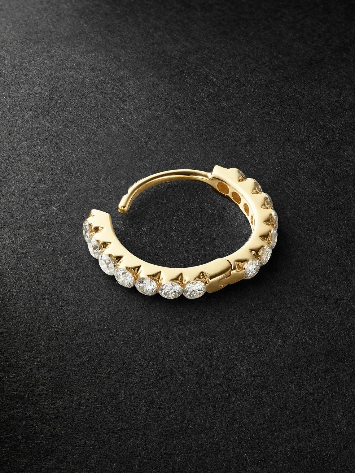 MARIA TASH - 8mm Invisible Set Eternity 18-Karat Gold Diamond Single Hoop Earring