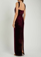 Roland Mouret Scarf-effect Velvet Gown Burgundy