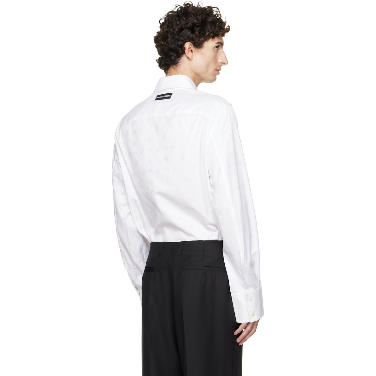 Marine Serre White Moonogram Jacquard Cotton LS Shirt