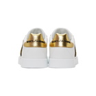 Dolce and Gabbana White and Gold Crest Portofino Sneakers