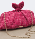 Aquazzura Bow Tie tweed clutch
