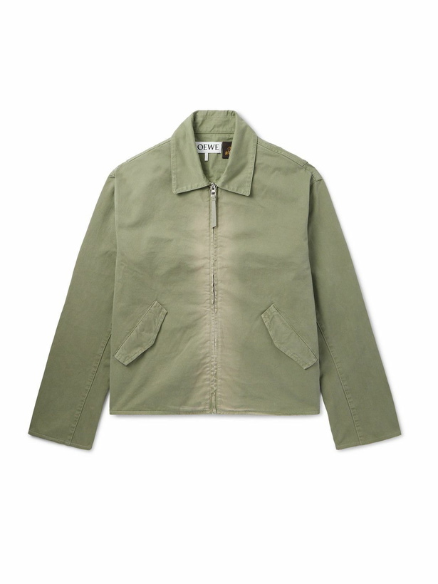 Photo: LOEWE - Paula's Ibiza Anagram Logo-Cutout Cotton-Twill Jacket - Green