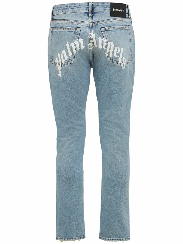 Photo: PALM ANGELS - 17.1cm Logo Print Cotton Denim Jeans