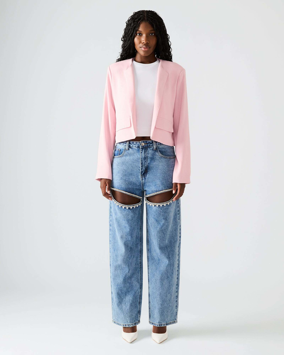 Steve Madden Serenea Blazer Long Sleeve in Light Pink