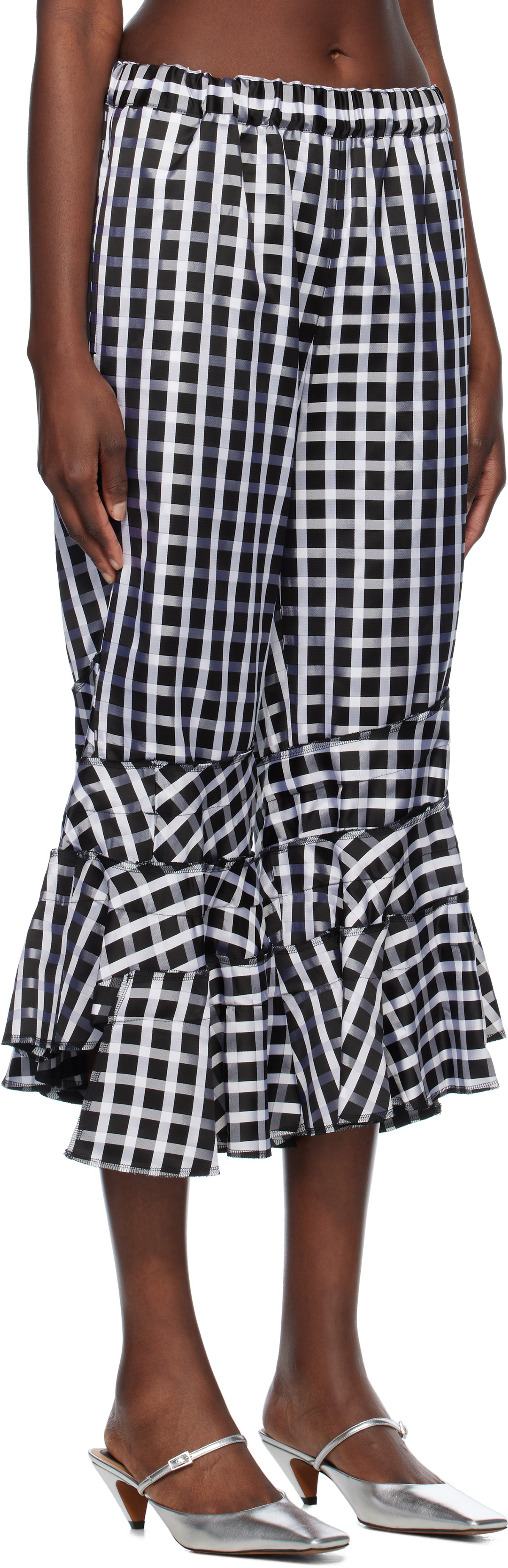 Comme des Garçons Comme des Garçons Black Satin Check Trousers