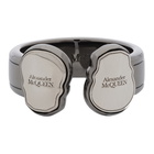 Alexander McQueen Gunmetal Twin Skull Tag Ring