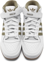 adidas Originals White & Khaki Forum Mid Sneakers