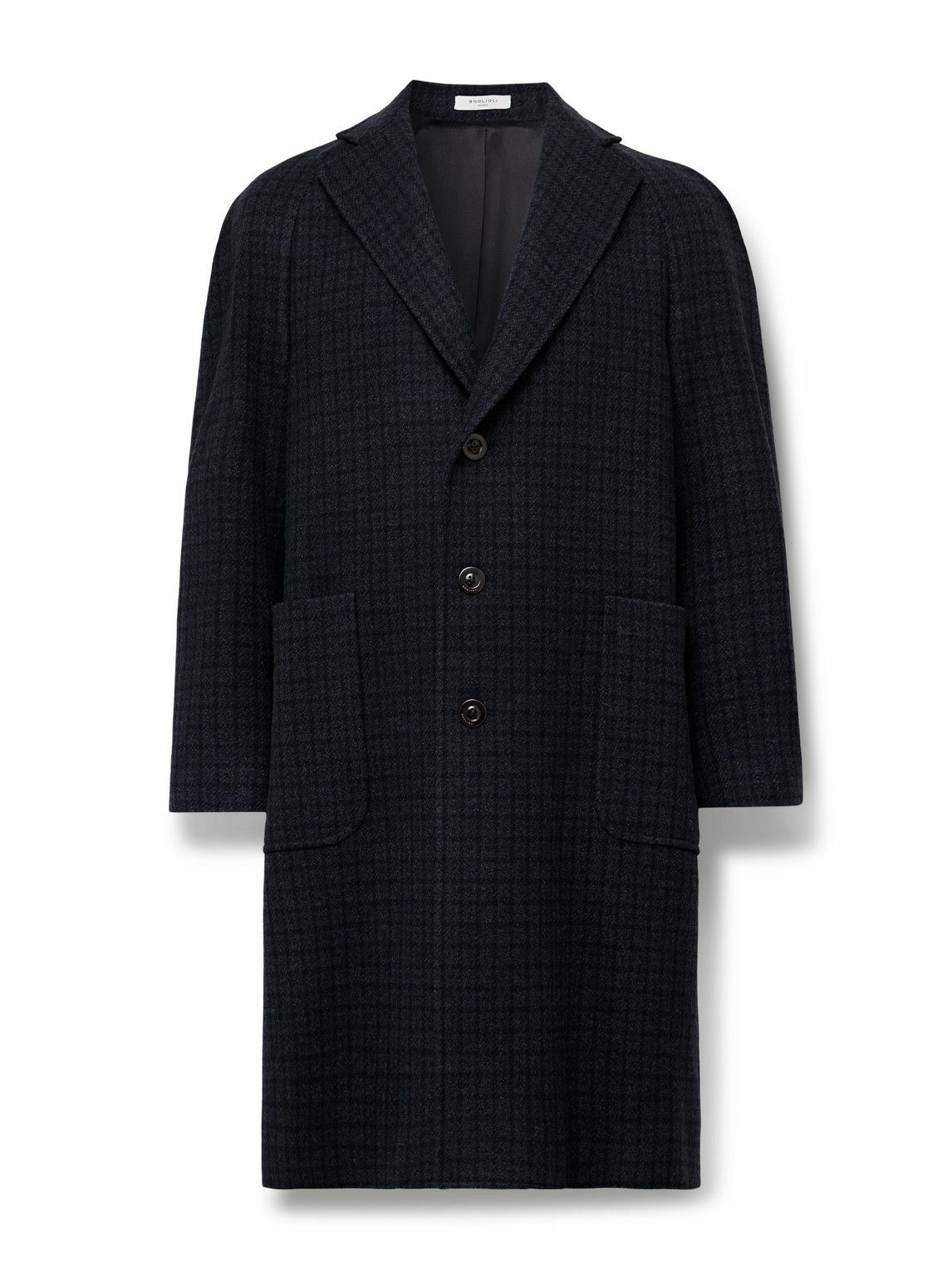 Boglioli - Checked Virgin Wool and Cashmere-Blend Overcoat - Blue