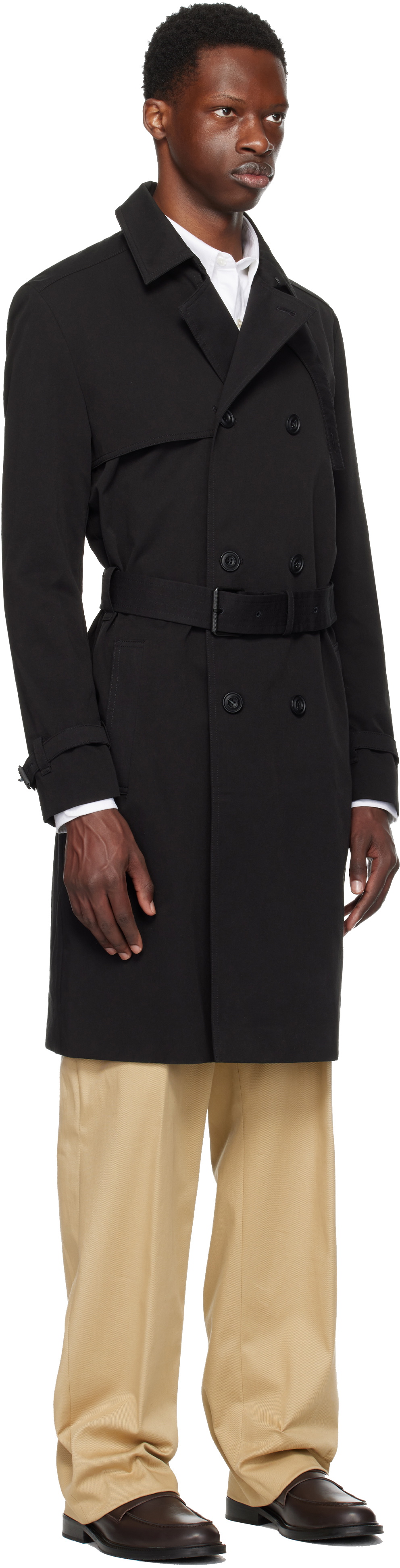 Hugo Black Water-Repellent Trench Coat