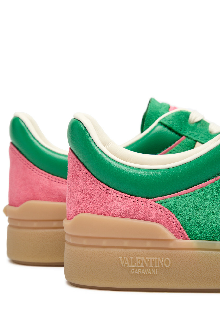Valentino Upvillage Crosta Panelled Suede Sneakers Green Valentino