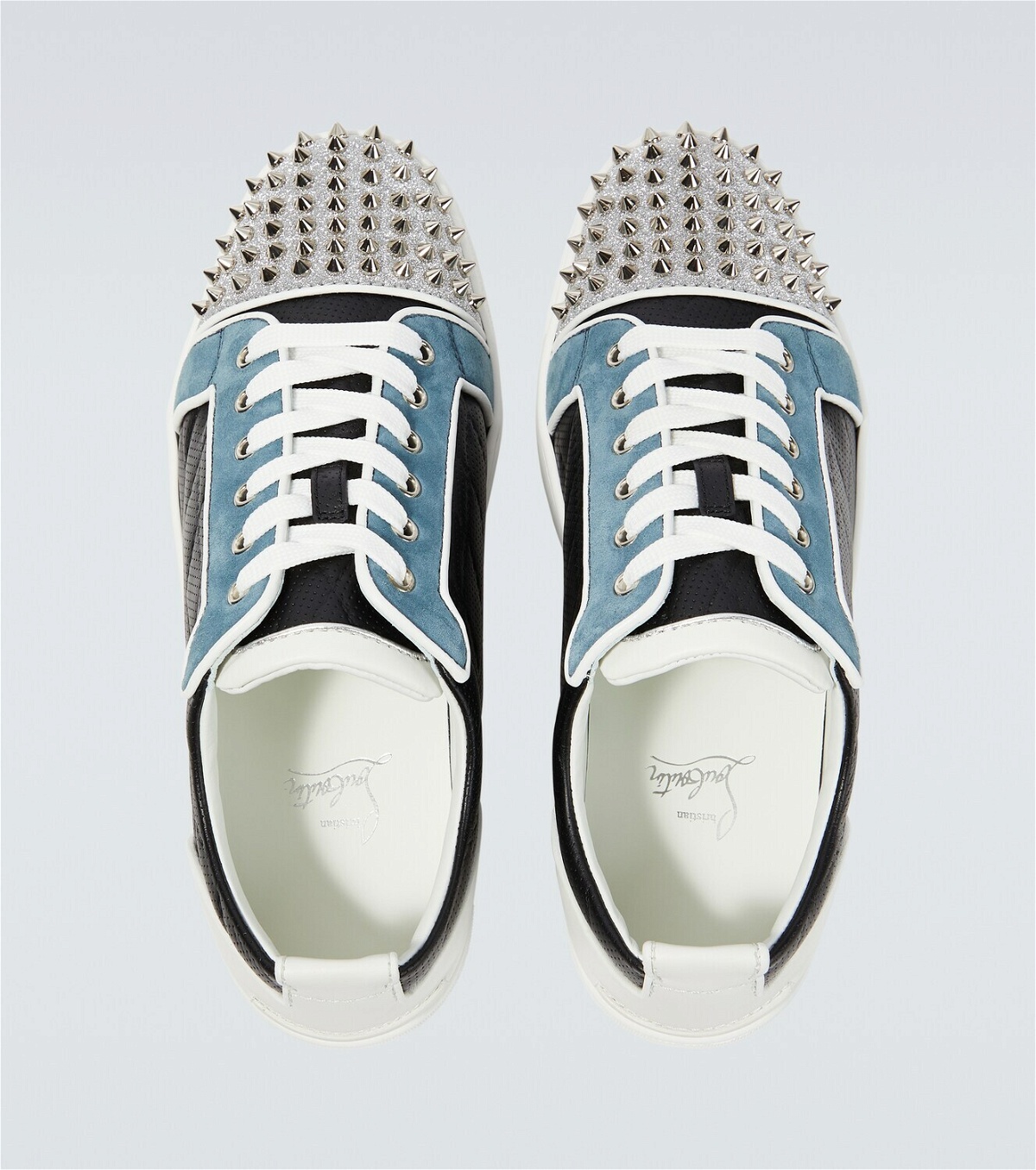Christian Louboutin Louis Junior Spikes White/Beige Sneakers New