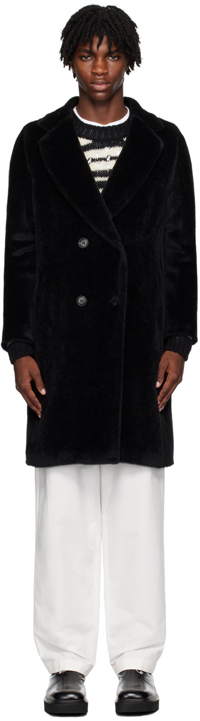 Max Mara Black Double-Breasted Faux-Fur Coat Max Mara