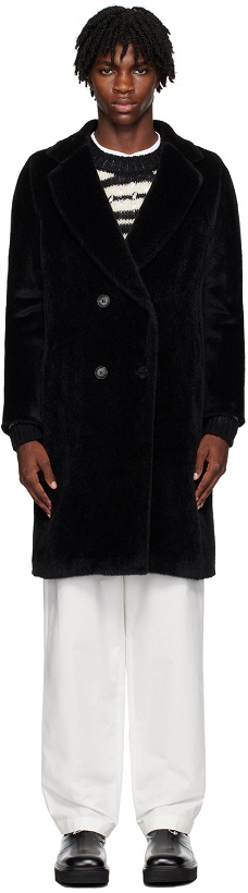 Photo: Max Mara Black Double-Breasted Faux-Fur Coat