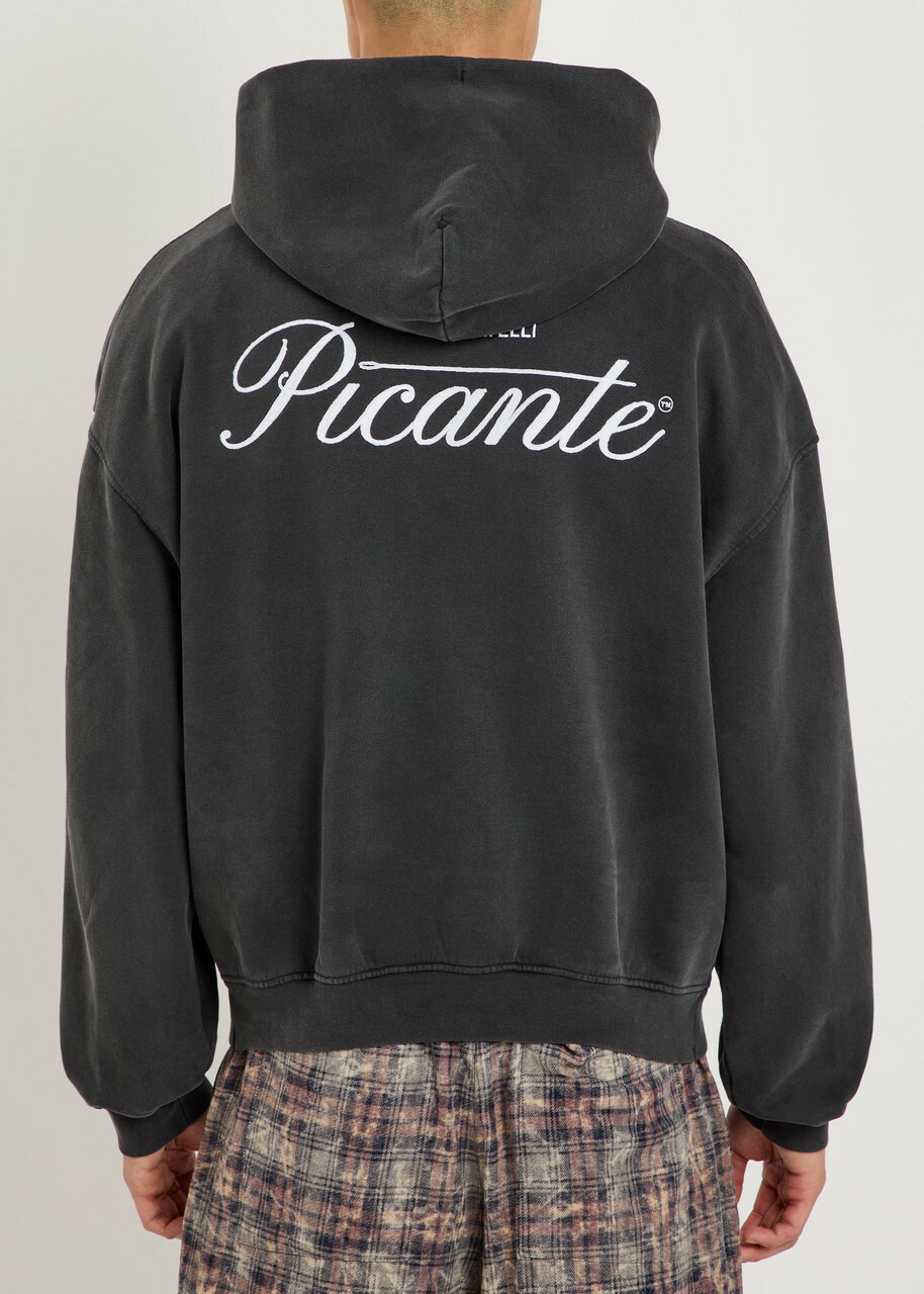 Picante Tailor Embroidered Hooded Cotton Sweatshirt Black Other