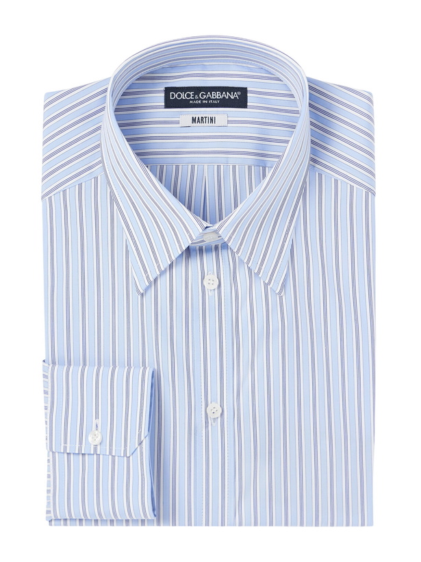 Photo: Dolce&Gabbana - Striped Cotton-Poplin Shirt - Blue