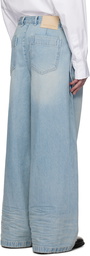 WOOYOUNGMI Blue Wide Folding Jeans