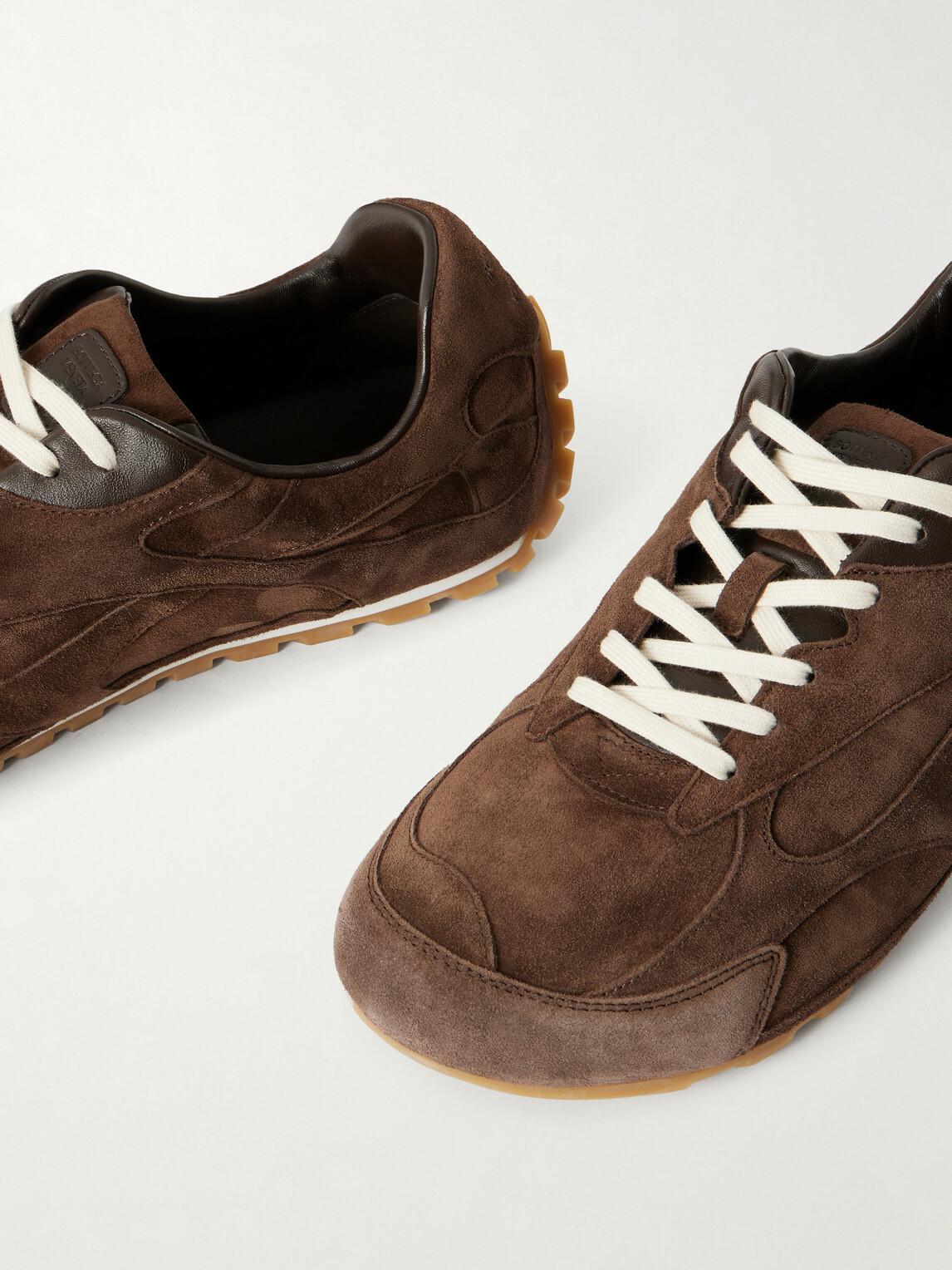 Bottega Veneta - Orbit Flash Leather-Trimmed Suede Sneakers - Brown