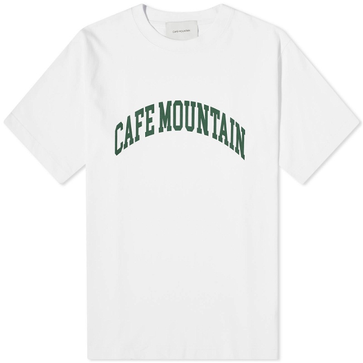 Photo: Café Mountain Men's College Logo T-Shirt in Natural