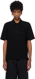 Courrèges Black Rib Knit Polo