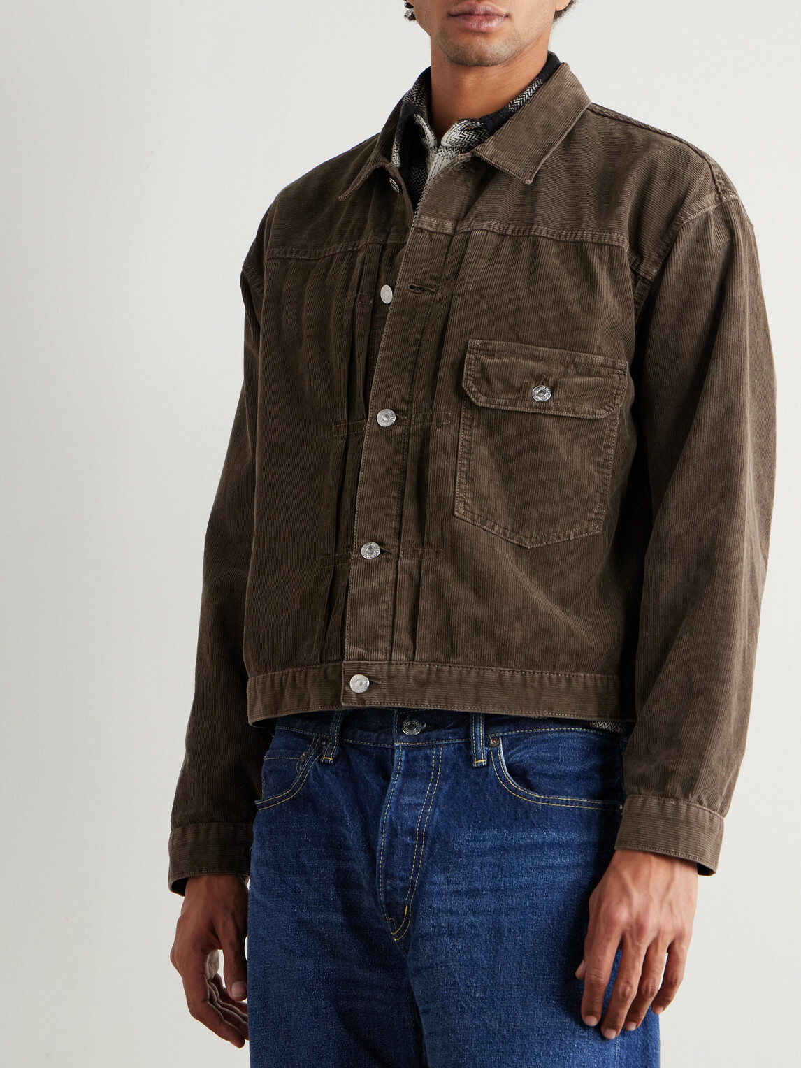 Remi Relief - Cotton-Corduroy Trucker Jacket - Brown