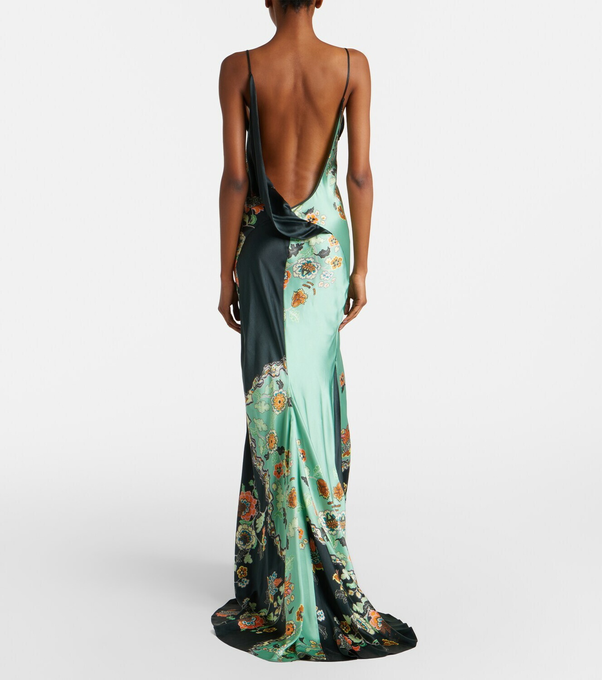 Roberto Cavalli Floral silk satin gown