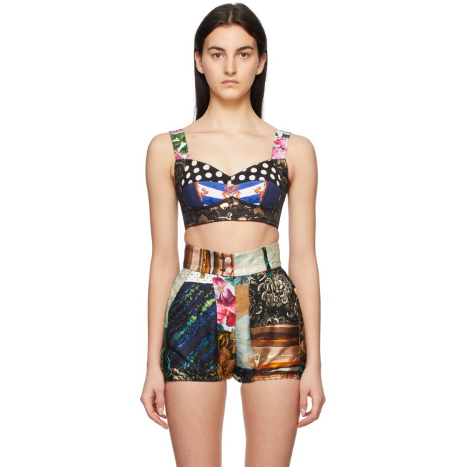 Photo: Dolce and Gabbana Multicolor Denim Patchwork Bustier Tank Top