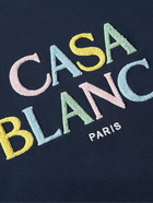 Casablanca - Logo-Embroidered Organic Cotton-Jersey Sweatshirt - Blue