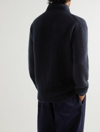 Mr P. - Stand-Collar Ribbed Virgin Wool Sweater - Blue