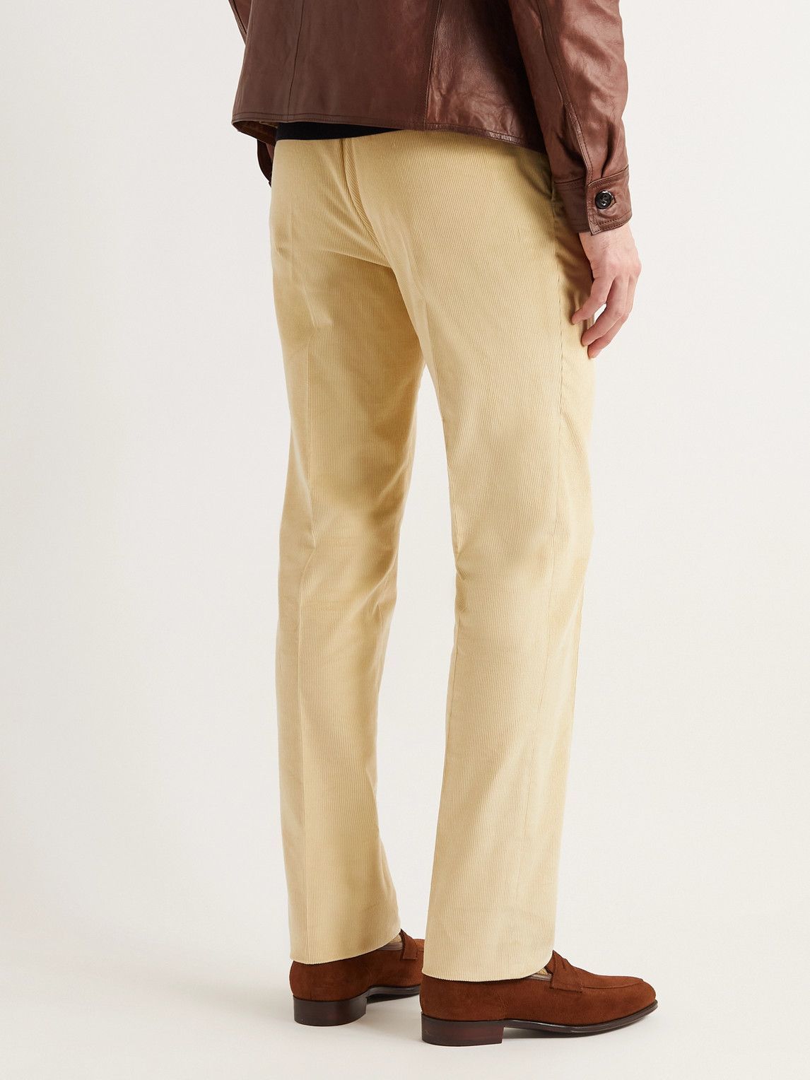 Kingsman - Eggsy Straight-Leg Cotton and Cashmere-Blend Needlecord Trousers  - Neutrals Kingsman