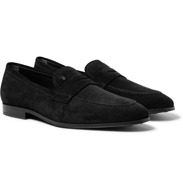Photo: Tod's - Suede Penny Loafers - Black