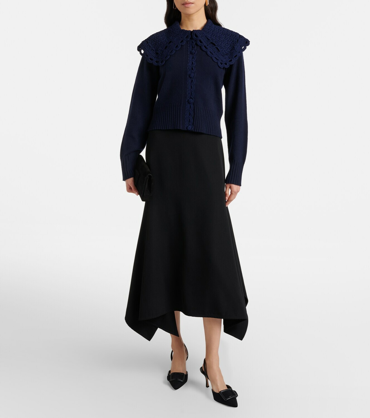 Erdem Crochet-trimmed wool-blend cardigan