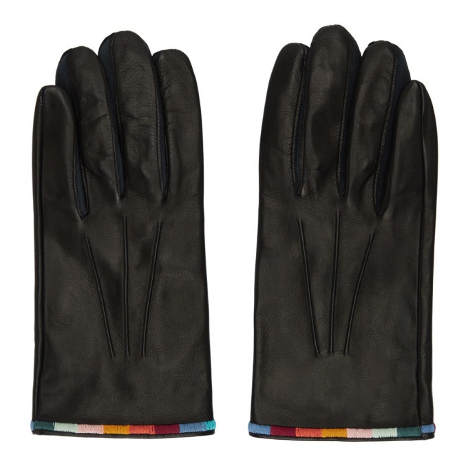 Photo: Paul Smith Black Leather Artist Stripe Gloves