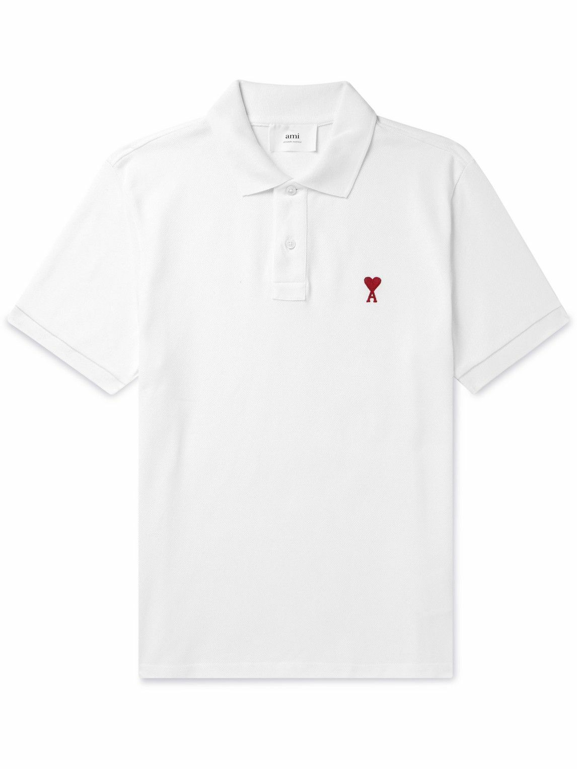 Ami Paris - Logo-embroidered Organic Cotton-piqué Polo Shirt - White Ami