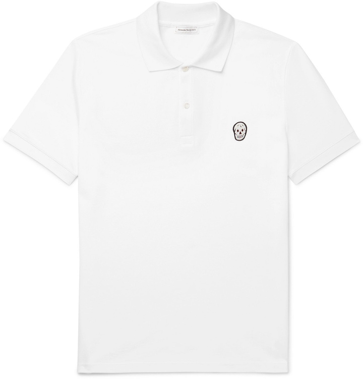 Photo: Alexander McQueen - Slim-Fit Skull-Embellished Organic Cotton-Piqué Polo Shirt - White