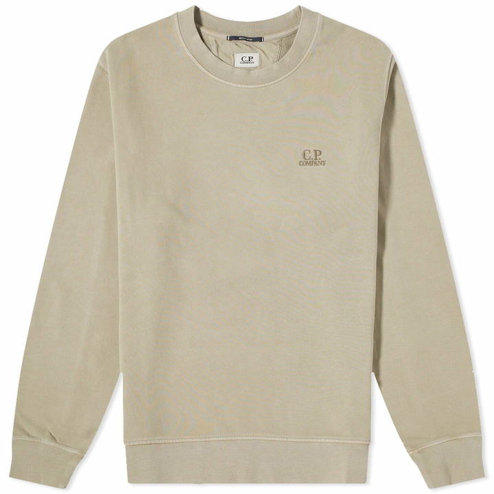 Photo: C.P. Company Men's Diagonal Fleece Crew Sweat in Silver Sage