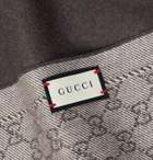 Gucci - Logo-Intarsia Mélange Wool-Twill Scarf - Chocolate