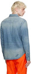 Polo Ralph Lauren Blue Distressed Denim Shirt