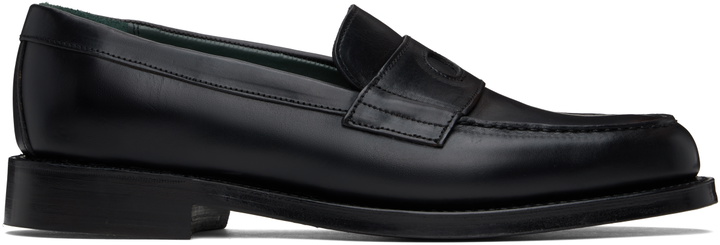 Photo: Drake's Black Leather Charles Goodyear Welted Penny Loafers