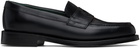 Drake's Black Leather Charles Goodyear Welted Penny Loafers