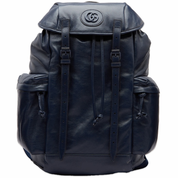 Photo: Gucci Men's Logo Leather Backpack in Black