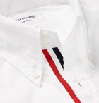 Thom Browne - Slim-Fit Button-Down Collar Grosgrain-Trimmed Cotton-Poplin Shirt - White