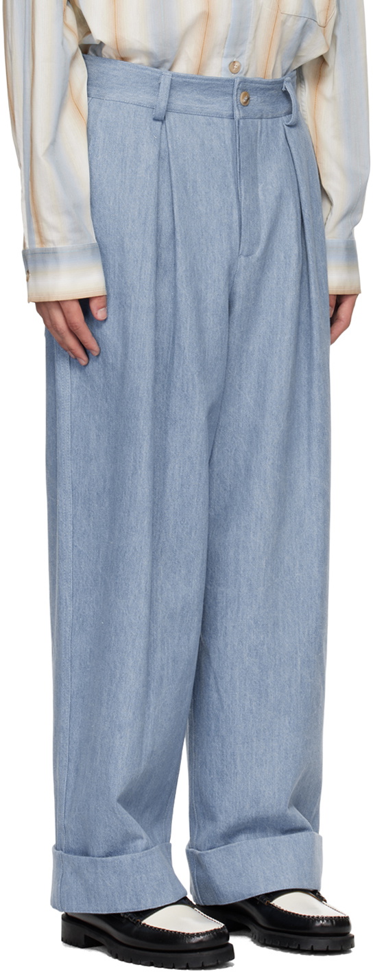 King & Tuckfield Blue Roll Cuff Chino Jeans